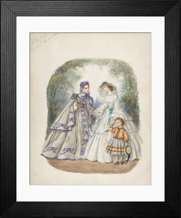 Framed Print : Illustration for a French fashion magazine, ca. 1862. Creator: Heloise Leloir Framed Print : Illustration for a French fashion magazine, ca. 1862. Creator: Heloise Leloir