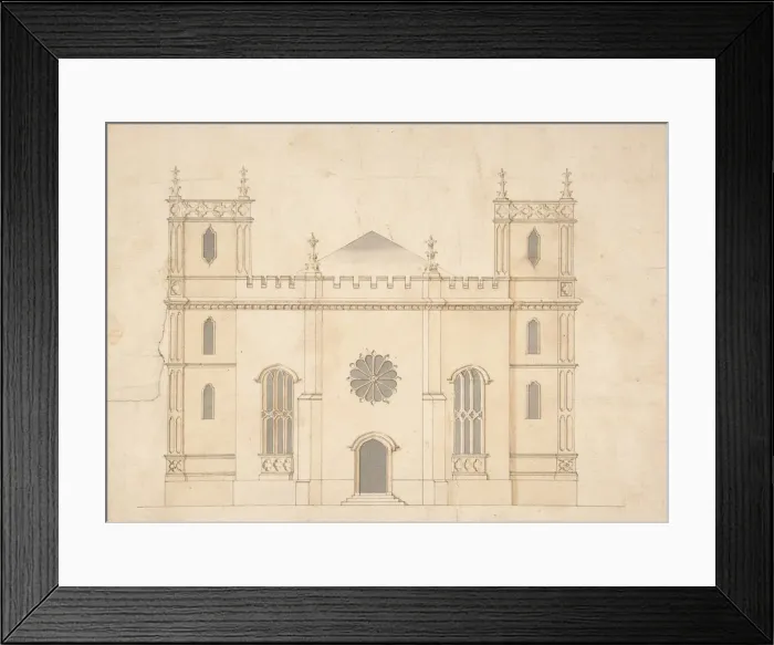 Framed Print : Facade of a Gothic Revival Church, 1745-76. Creator: Attributed to Henry Keene Framed Print : Facade of a Gothic Revival Church, 1745-76. Creator: Attributed to Henry Keene