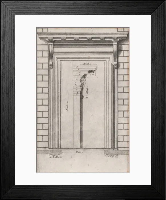 Framed Print : Speculum Romanae Magnificentiae: Plan of a doorway, 16th century. 16th century Framed Print : Speculum Romanae Magnificentiae: Plan of a doorway, 16th century. 16th century