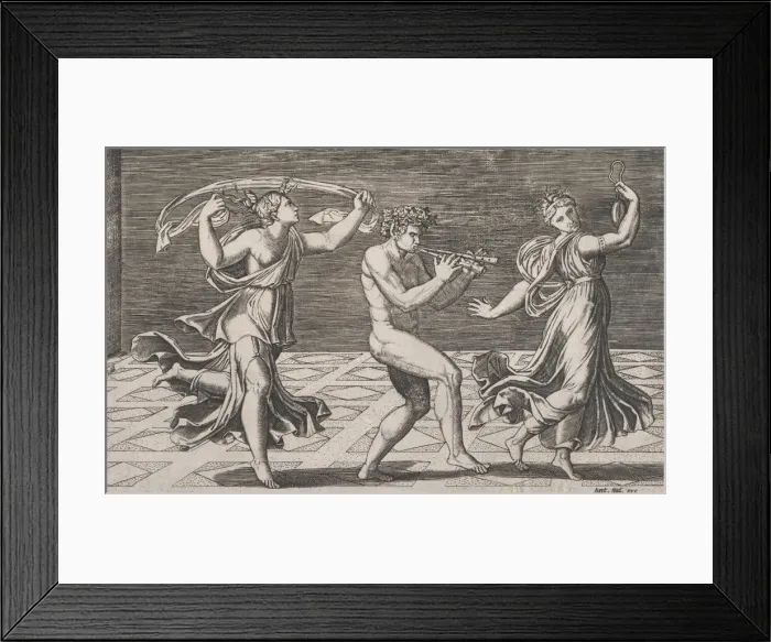 Framed Print : Speculum Romanae Magnificentiae: Dance of Fauns and Bacchants, early 16th ce Framed Print : Speculum Romanae Magnificentiae: Dance of Fauns and Bacchants, early 16th ce