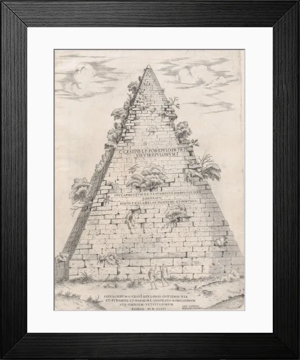 Framed Print : Speculum Romanae Magnificentiae: Pyramid of Caius Cestius, 1547. 1547. Creator: Anon Framed Print : Speculum Romanae Magnificentiae: Pyramid of Caius Cestius, 1547. 1547. Creator: Anon