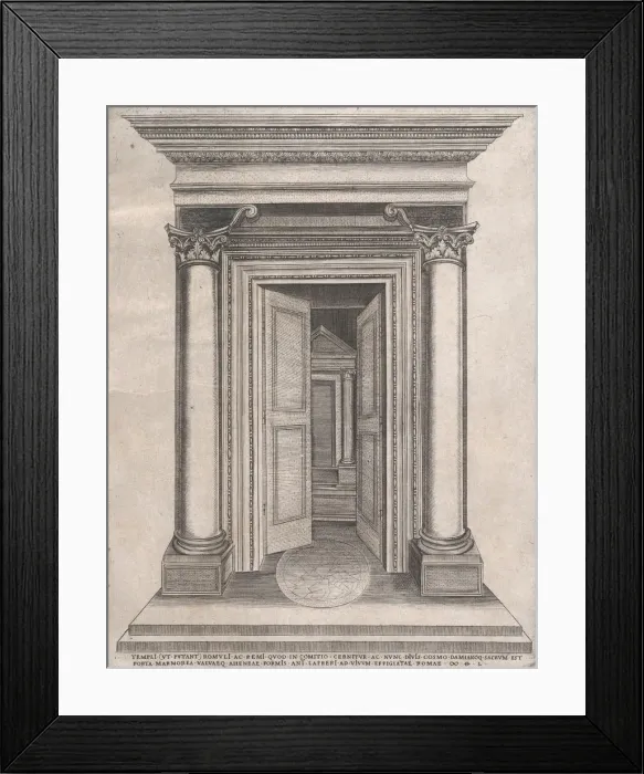 Framed Print : Speculum Romanae Magnificentiae: Portico of the Temple of Romulus, 16th century