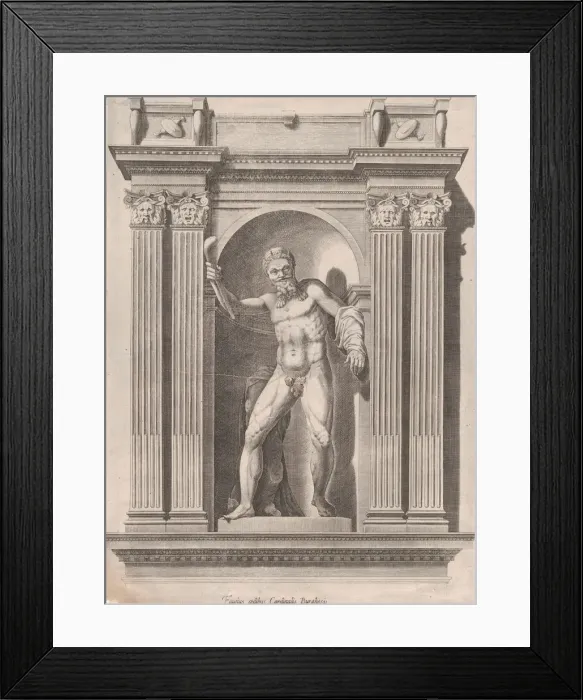 Framed Print : Speculum Romanae Magnificentiae: Sculpture of a faun standing in a niche after a s Framed Print : Speculum Romanae Magnificentiae: Sculpture of a faun standing in a niche after a s