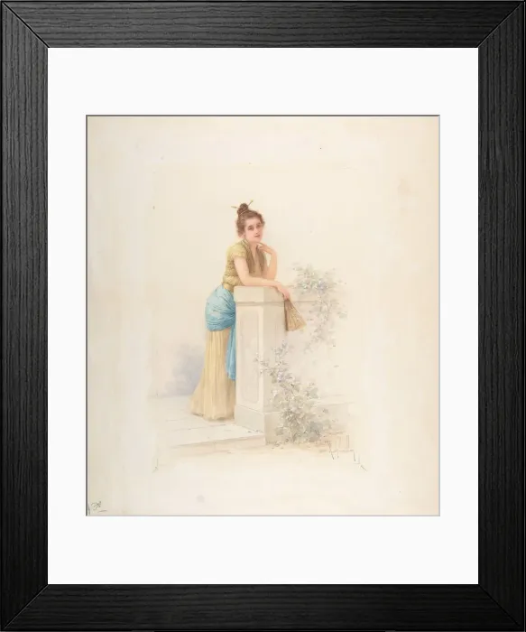 Framed Print : Lady with a Fan, n. d Creator: Louis-Robert Cuvillon Framed Print : Lady with a Fan, n. d Creator: Louis-Robert Cuvillon