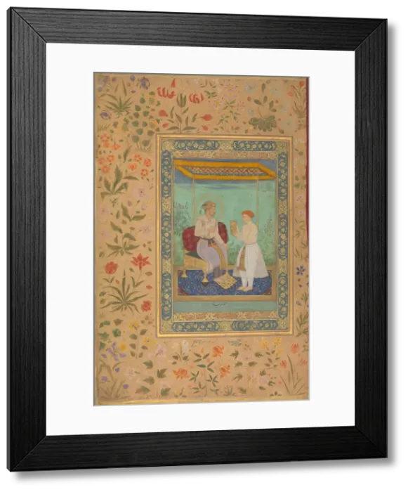 Framed Print : Jahangir and His Vizier, I'timad al-Daula, Folio from the Shah Jahan Album, recto: ca. 1615. Creator: Manohar Framed Print : Jahangir and His Vizier, I'timad al-Daula, Folio from the Shah Jahan Album, recto: ca. 1615. Creator: Manohar