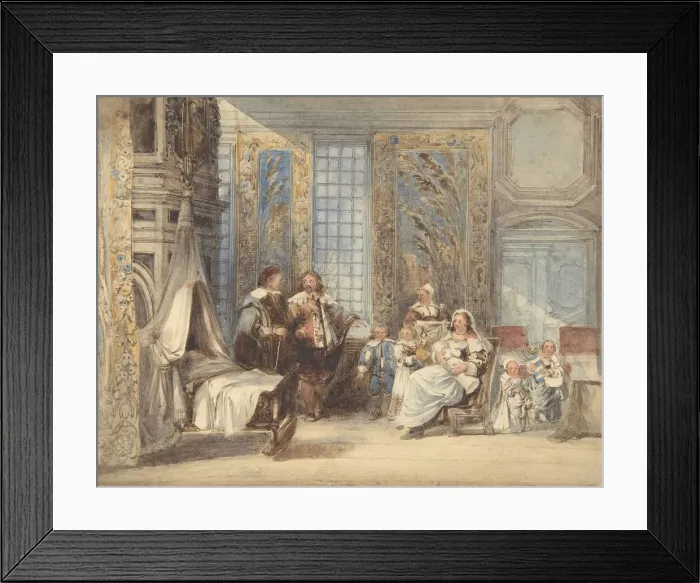 Framed Print : Scene with Family and Guest in Seventeenth-century Interior, 1825-78 Framed Print : Scene with Family and Guest in Seventeenth-century Interior, 1825-78