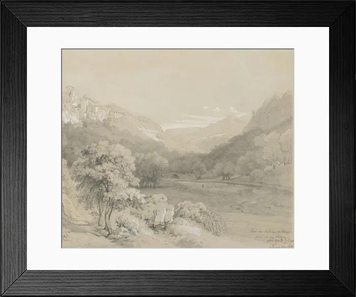 Framed Print : A View of Cavi in the Sabine Hills, 1848. Creator: Louis Gurlitt Framed Print : A View of Cavi in the Sabine Hills, 1848. Creator: Louis Gurlitt