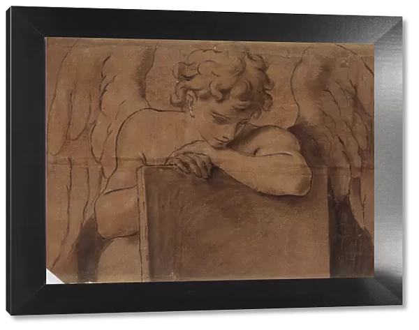 Cartoon Fragment for Adolescent Angel Leaning on a Tablet or Closed Book, ca. 1690-95