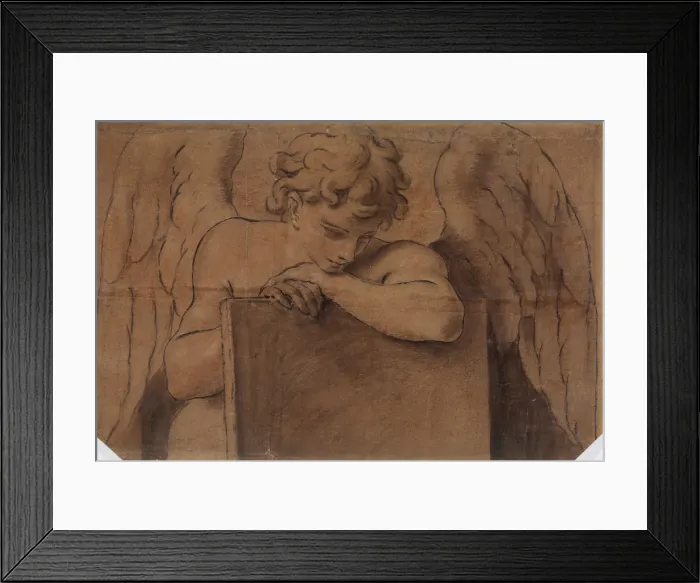 Framed Print : Cartoon Fragment for Adolescent Angel Leaning on a Tablet or Closed Book, ca. 1690-95 Framed Print : Cartoon Fragment for Adolescent Angel Leaning on a Tablet or Closed Book, ca. 1690-95