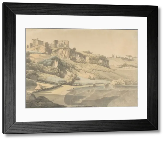 Framed Print : Genzano and Lake Nemi, early 19th century. Creator: Josephus Augustus Knip Framed Print : Genzano and Lake Nemi, early 19th century. Creator: Josephus Augustus Knip