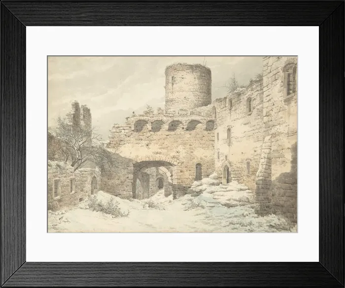 Framed Print : Winter View of the Courtyard of a Medieval Castle in Ruins, 1832 Framed Print : Winter View of the Courtyard of a Medieval Castle in Ruins, 1832