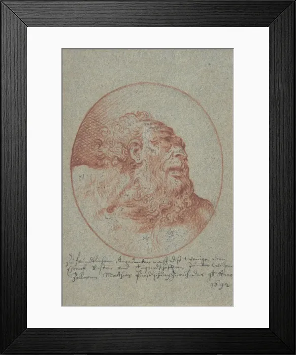 Framed Print : Head of a Bearded Man Looking Right, 1692. Creator: Mathias Fussli Framed Print : Head of a Bearded Man Looking Right, 1692. Creator: Mathias Fussli