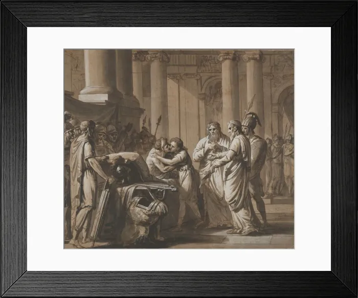Framed Print : Scene from Roman History, depicting a Youth receiving Armor from a Dying Framed Print : Scene from Roman History, depicting a Youth receiving Armor from a Dying