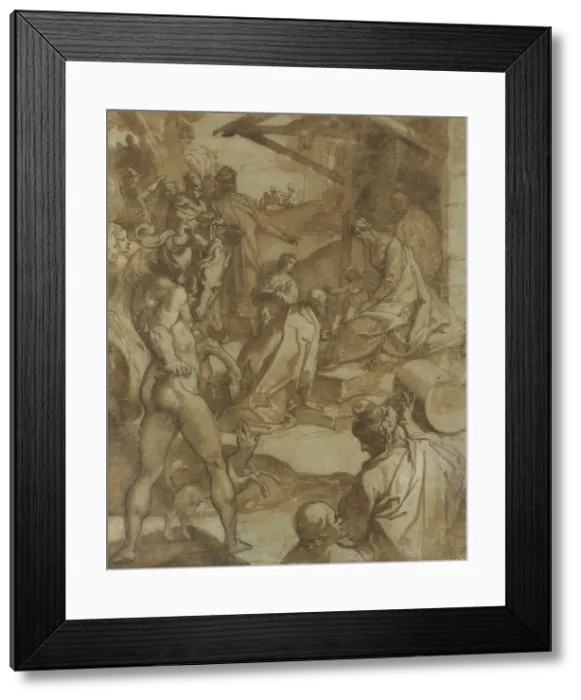 Framed Print : The Adoration of the Magi, 1550-78. Creator: Raffaellino da Reggio Framed Print : The Adoration of the Magi, 1550-78. Creator: Raffaellino da Reggio