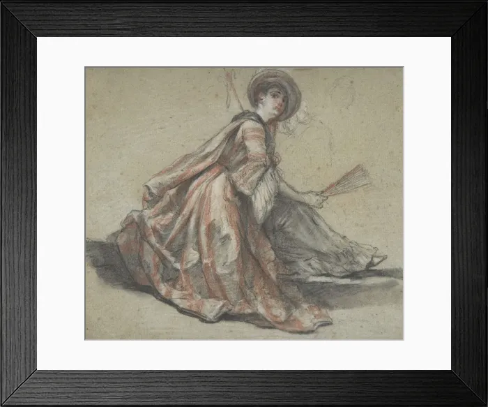 Framed Print : A Lady Holding a Fan, 18th century. Creator: Michel Barthelemy Ollivier Framed Print : A Lady Holding a Fan, 18th century. Creator: Michel Barthelemy Ollivier