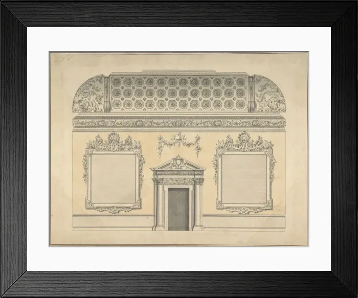 Framed Print : Design for Section of a Rococo Room, with a Coved Ceiling and Ornamented Corinthian Framed Print : Design for Section of a Rococo Room, with a Coved Ceiling and Ornamented Corinthian