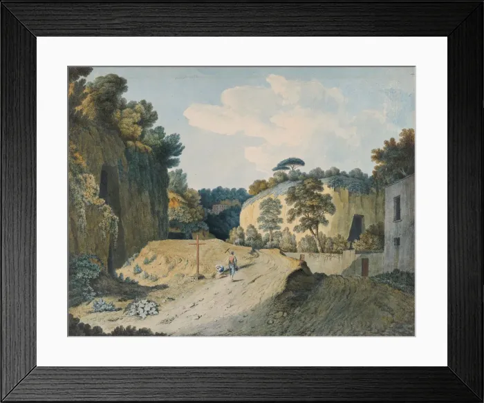 Framed Print : A Road in a Gorge near Naples, 1782. Creator: Thomas Jones Framed Print : A Road in a Gorge near Naples, 1782. Creator: Thomas Jones