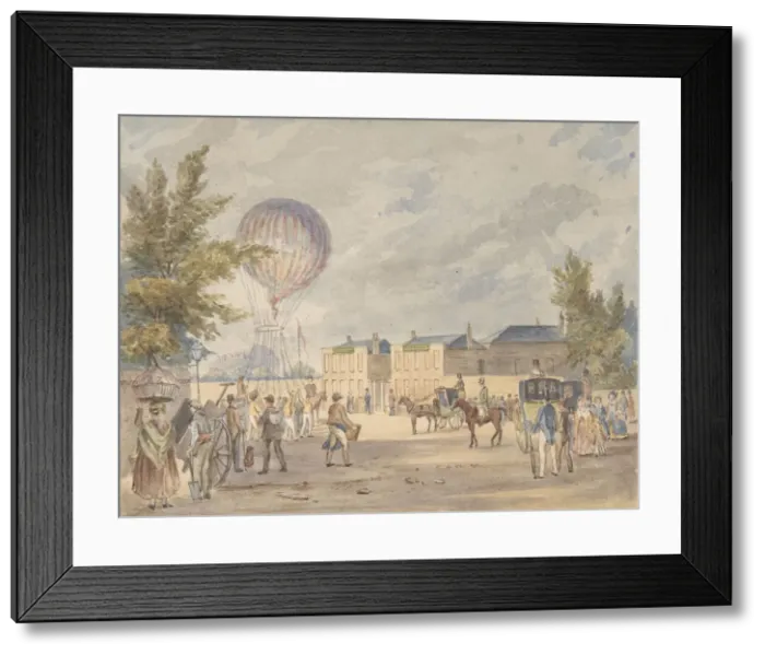 Framed Print : Balloon Ascending Near the Entrance to Lords Cricket Ground, 1839, ca. 1839 Framed Print : Balloon Ascending Near the Entrance to Lords Cricket Ground, 1839, ca. 1839