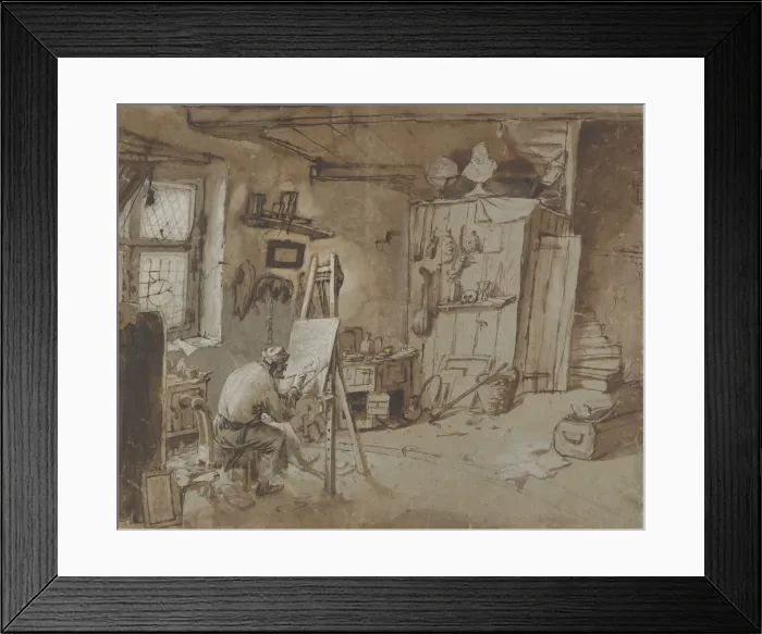 Framed Print : A Painter at Work in his Studio, 1663-77. Creator: Thomas Wijck Framed Print : A Painter at Work in his Studio, 1663-77. Creator: Thomas Wijck