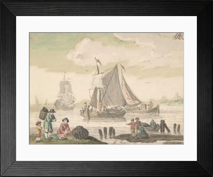 Framed Print : Seascape with Six Figures in the Foreground, 1733-93. Creator: Nicols Aartman Framed Print : Seascape with Six Figures in the Foreground, 1733-93. Creator: Nicols Aartman