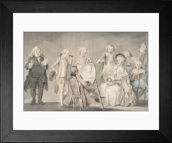 Framed Print : Satirical drawing: Artist Painting an Old Ladys Portrait, 1729-1804 Framed Print : Satirical drawing: Artist Painting an Old Ladys Portrait, 1729-1804