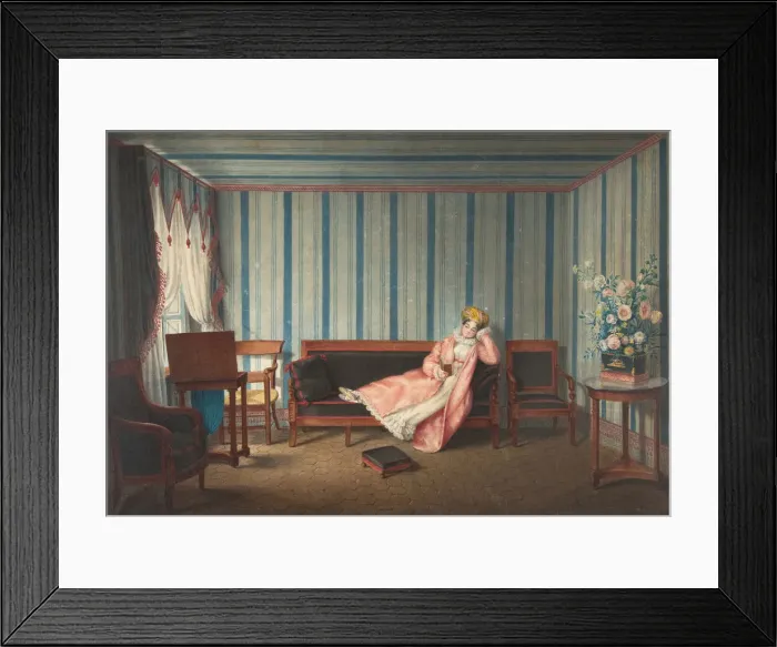 Framed Print : Woman in Pink Reclining on a Canape, 1819. Creator: Theodore Lebrun Framed Print : Woman in Pink Reclining on a Canape, 1819. Creator: Theodore Lebrun