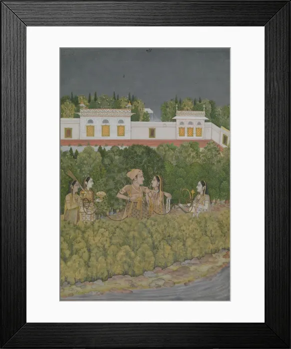 Framed Print : Prince and Ladies in a Garden, mid-18th century. Creator: Nidha Mal Framed Print : Prince and Ladies in a Garden, mid-18th century. Creator: Nidha Mal