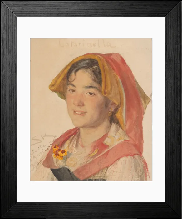 Framed Print : Head of an Girl from Civita d Antino in Regional Dress ('Catarinella'), 1890 Framed Print : Head of an Girl from Civita d Antino in Regional Dress ('Catarinella'), 1890