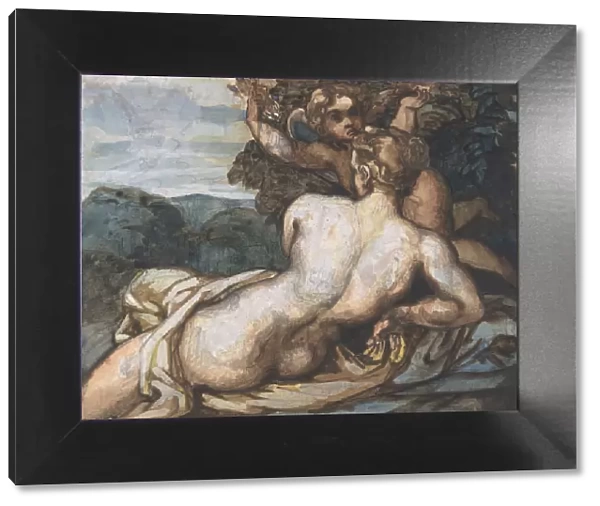 Venus and Cupid in a Landscape, after Annibale Carracci (recto), 1816-17