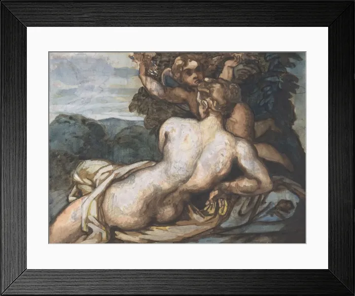 Framed Print : Venus and Cupid in a Landscape, after Annibale Carracci (recto), 1816-17 Framed Print : Venus and Cupid in a Landscape, after Annibale Carracci (recto), 1816-17