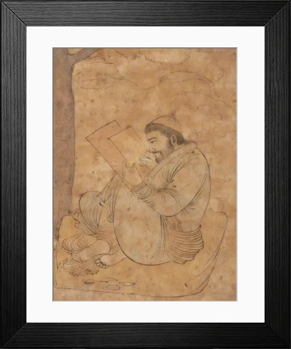 Framed Print : Seated Man Painting or Writing, first half 17th century. Creator: Unknown Framed Print : Seated Man Painting or Writing, first half 17th century. Creator: Unknown