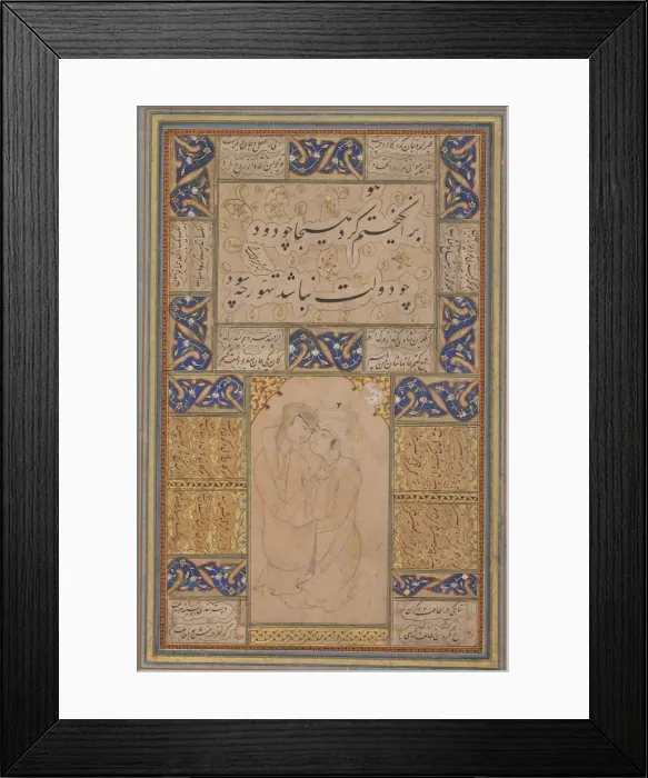 Framed Print : Young Lovers Embracing, 16th century. Creator: Unknown Framed Print : Young Lovers Embracing, 16th century. Creator: Unknown
