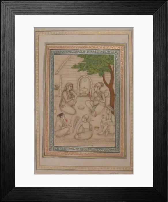 Framed Print : Hindus Conversing before a Shrine, 17th century. Creator: Unknown Framed Print : Hindus Conversing before a Shrine, 17th century. Creator: Unknown