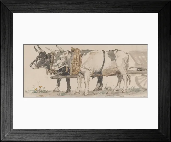 Framed Print : Two Oxen Pulling a Cart, 1874. Creator: Peter Christian Thamsen Skovgaard Framed Print : Two Oxen Pulling a Cart, 1874. Creator: Peter Christian Thamsen Skovgaard