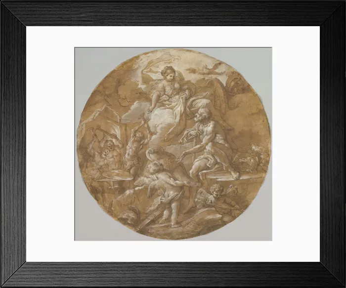 Framed Print : Venus at the Forge of Vulcan (recto); Sketches with Two Putti (verso), ca. 1716-18 Framed Print : Venus at the Forge of Vulcan (recto); Sketches with Two Putti (verso), ca. 1716-18
