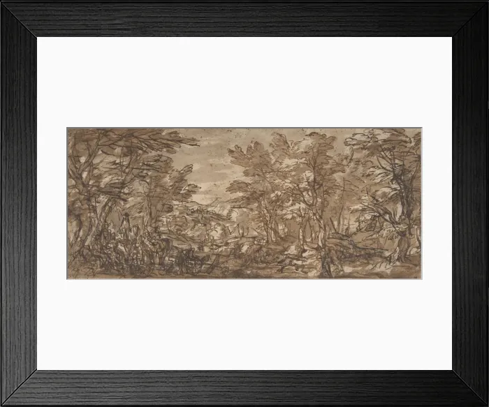 Framed Print : Forest Scene, a Halt at the Left, a Hunt at the Center, 1612-66 Framed Print : Forest Scene, a Halt at the Left, a Hunt at the Center, 1612-66