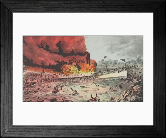 Framed Print : Burning of the Henry Clay Near Yonkers-While on Her Trip From Albany to New York Framed Print : Burning of the Henry Clay Near Yonkers-While on Her Trip From Albany to New York