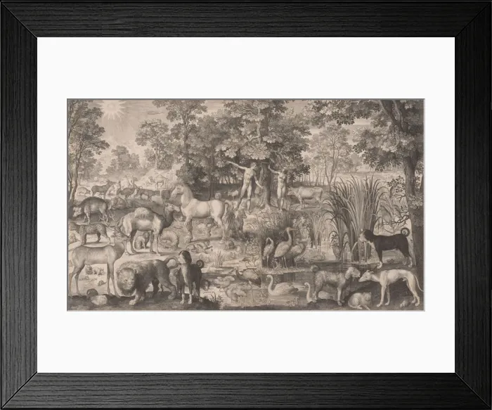 Framed Print : Adam and Eve in Paradise, 1631. 1631. Creator: Nicolaes de Bruyn Framed Print : Adam and Eve in Paradise, 1631. 1631. Creator: Nicolaes de Bruyn