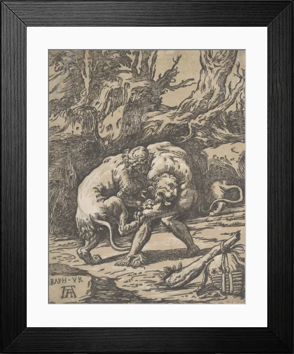 Framed Print : Hercules and the Nemean Lion, 1540-50. 1540-50. Creator: Niccolo Vicentino Framed Print : Hercules and the Nemean Lion, 1540-50. 1540-50. Creator: Niccolo Vicentino