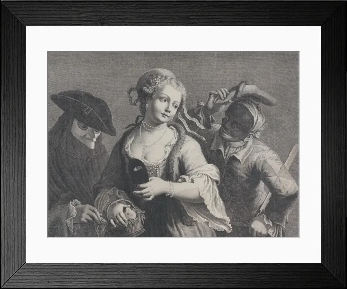 Framed Print : Three half-length figures from a Venetian carnival, 1750-1822. 1750-1822 Framed Print : Three half-length figures from a Venetian carnival, 1750-1822. 1750-1822