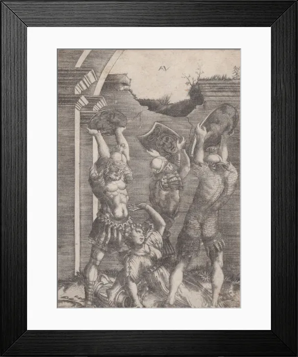 Framed Print : Tarpeia Crushed by the Sabines, ca. 1514-36. Creator: Agostino Veneziano Framed Print : Tarpeia Crushed by the Sabines, ca. 1514-36. Creator: Agostino Veneziano