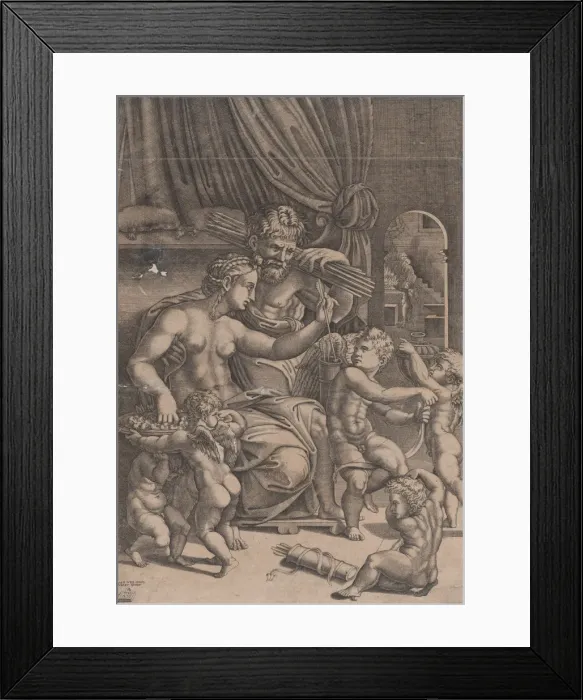 Framed Print : Venus and Vulcan Surrounded by Cupids, dated 1530. Creator: Agostino Veneziano Framed Print : Venus and Vulcan Surrounded by Cupids, dated 1530. Creator: Agostino Veneziano