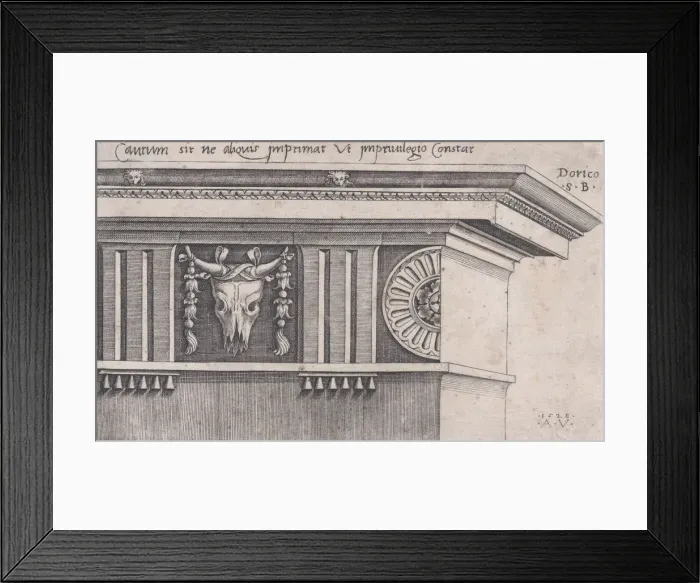 Framed Print : Doric Entablature, dated 1528. Creator: Agostino Veneziano Framed Print : Doric Entablature, dated 1528. Creator: Agostino Veneziano