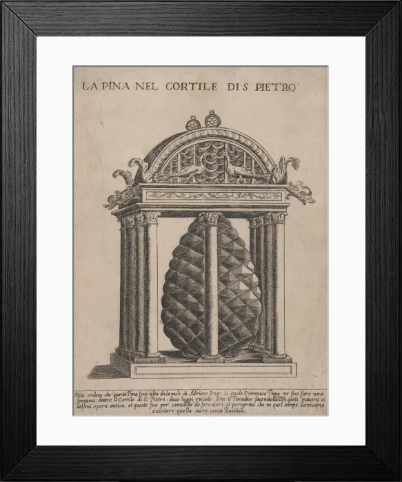 Framed Print : Speculum Romanae Magnificentiae: The Pineapple in the Courtyard of S. Pietro, 16th Framed Print : Speculum Romanae Magnificentiae: The Pineapple in the Courtyard of S. Pietro, 16th