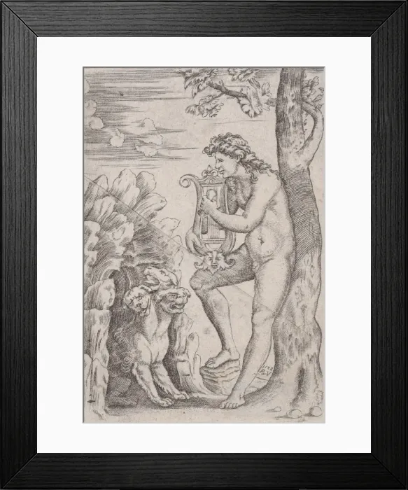 Framed Print : Orpheus, dated 1528. Creator: Agostino Veneziano Framed Print : Orpheus, dated 1528. Creator: Agostino Veneziano