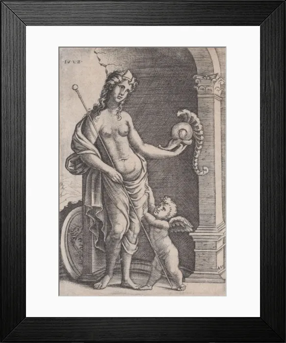 Framed Print : The Love of Glory, dated 1528. Creator: Agostino Veneziano Framed Print : The Love of Glory, dated 1528. Creator: Agostino Veneziano