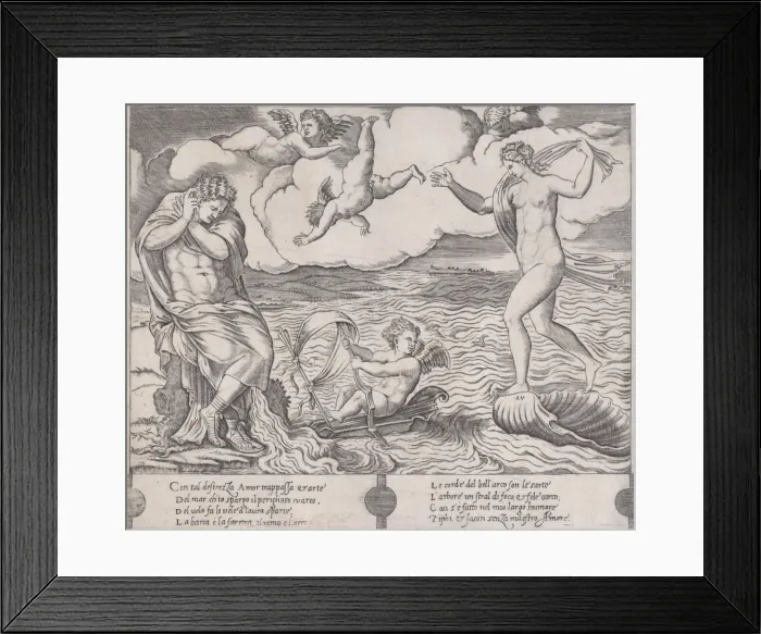 Framed Print : Eros in the Sea, ca. 1514-36. Creator: Agostino Veneziano Framed Print : Eros in the Sea, ca. 1514-36. Creator: Agostino Veneziano