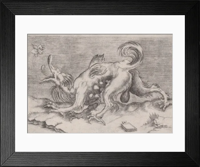 Framed Print : The Dragon and the Bee, ca. 1514-36. Creator: Agostino Veneziano Framed Print : The Dragon and the Bee, ca. 1514-36. Creator: Agostino Veneziano