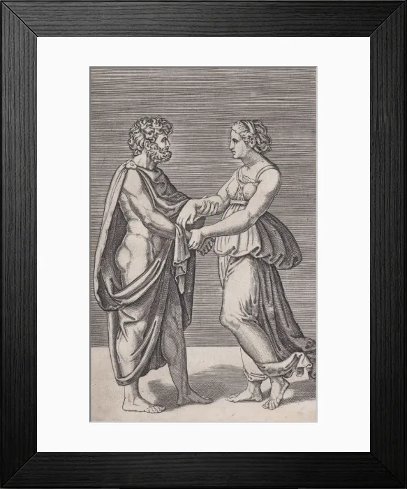 Framed Print : Man and Woman Holding Hands, 1516-17. Creator: Agostino Veneziano Framed Print : Man and Woman Holding Hands, 1516-17. Creator: Agostino Veneziano