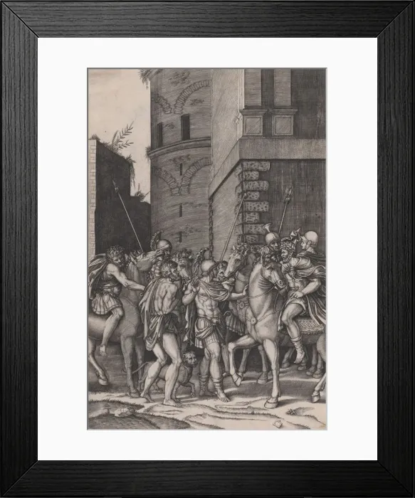 Framed Print : The Emperor Meeting the Warrior, ca. 1516-17. Creator: Agostino Veneziano Framed Print : The Emperor Meeting the Warrior, ca. 1516-17. Creator: Agostino Veneziano